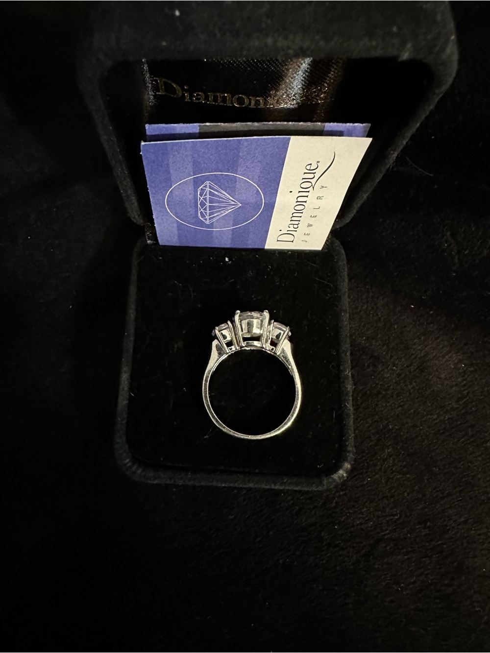 Diamonique 3 Stone Wedding Ring